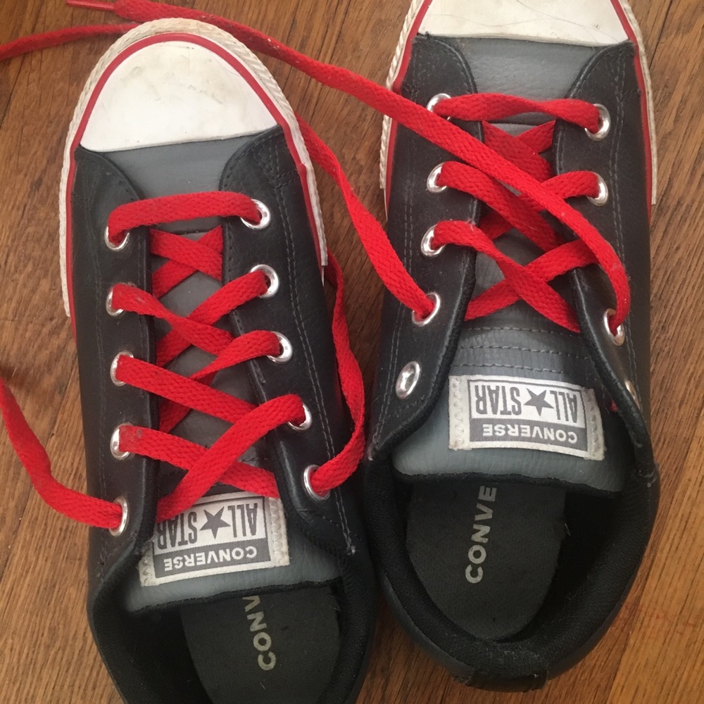 Like new Kids’ black leather Converse All Stars.